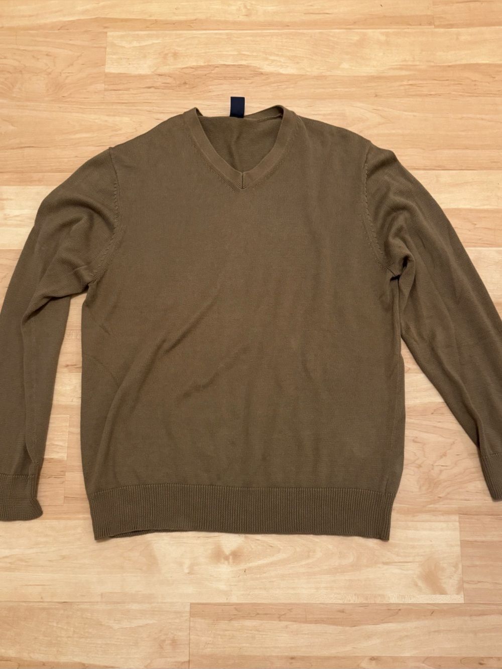 NWOT Gap Y2K Olive Brown V Neck Men's Sweater XL 100% Cotton - Picture 1 of 5